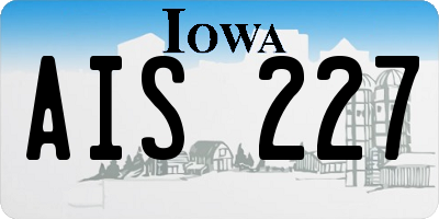 IA license plate AIS227