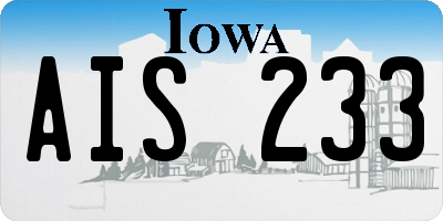 IA license plate AIS233