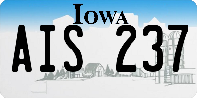 IA license plate AIS237