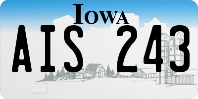 IA license plate AIS243
