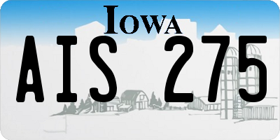 IA license plate AIS275