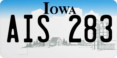IA license plate AIS283