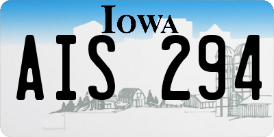 IA license plate AIS294