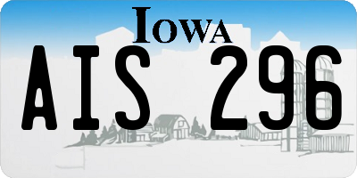 IA license plate AIS296