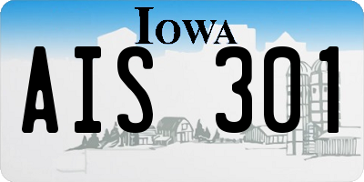 IA license plate AIS301