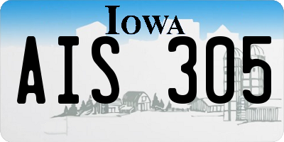 IA license plate AIS305