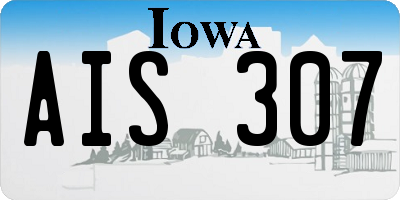 IA license plate AIS307