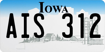 IA license plate AIS312