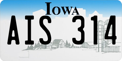 IA license plate AIS314