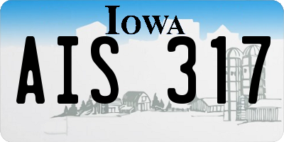 IA license plate AIS317