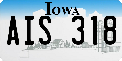 IA license plate AIS318