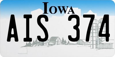 IA license plate AIS374