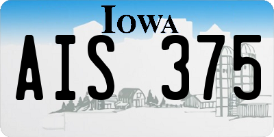 IA license plate AIS375