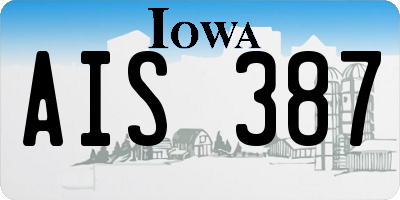 IA license plate AIS387