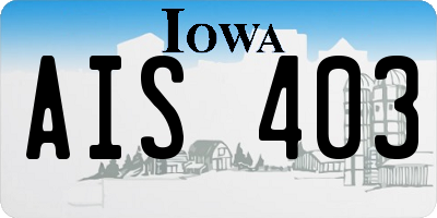 IA license plate AIS403