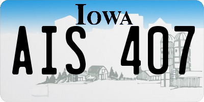 IA license plate AIS407