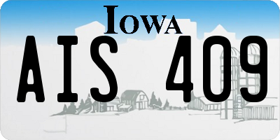 IA license plate AIS409