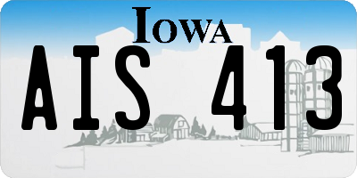 IA license plate AIS413