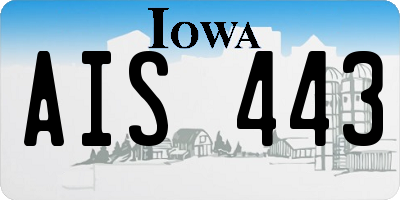 IA license plate AIS443