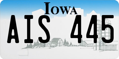 IA license plate AIS445