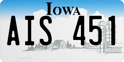 IA license plate AIS451