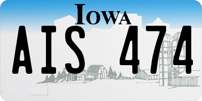 IA license plate AIS474