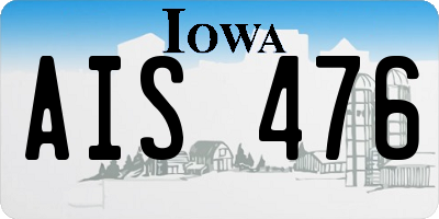 IA license plate AIS476