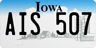 IA license plate AIS507
