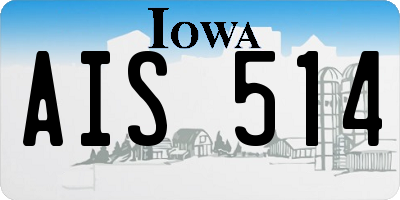 IA license plate AIS514