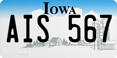 IA license plate AIS567