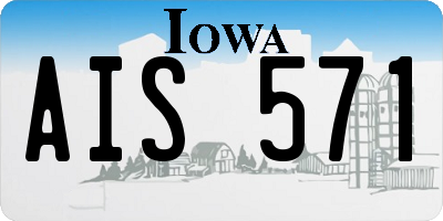 IA license plate AIS571