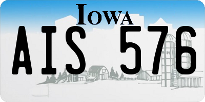 IA license plate AIS576