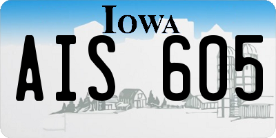 IA license plate AIS605