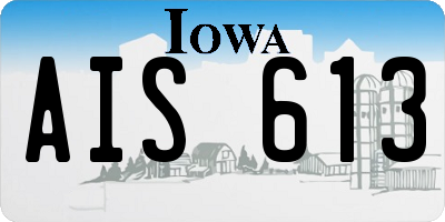 IA license plate AIS613