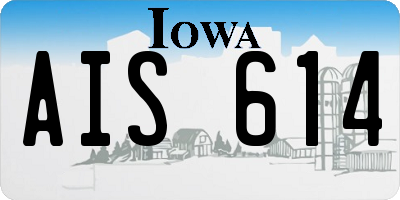 IA license plate AIS614