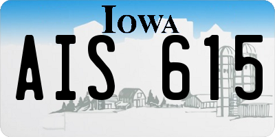 IA license plate AIS615