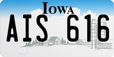 IA license plate AIS616