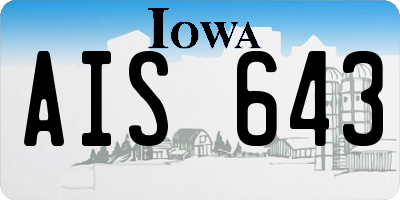 IA license plate AIS643