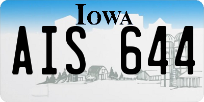 IA license plate AIS644