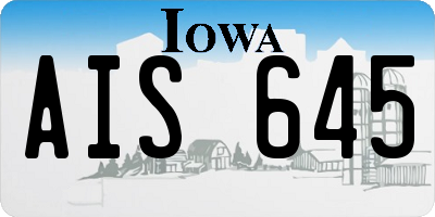IA license plate AIS645