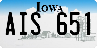 IA license plate AIS651