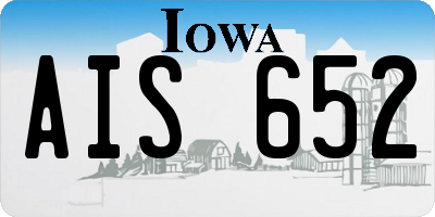IA license plate AIS652