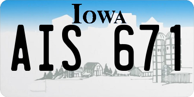 IA license plate AIS671