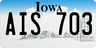 IA license plate AIS703