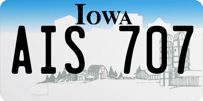 IA license plate AIS707