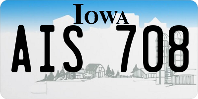 IA license plate AIS708
