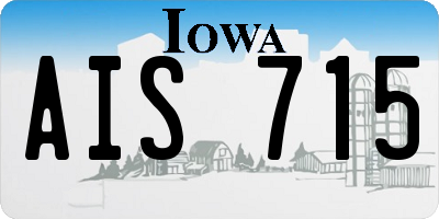 IA license plate AIS715