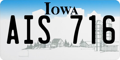 IA license plate AIS716