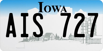 IA license plate AIS727