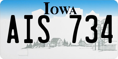 IA license plate AIS734